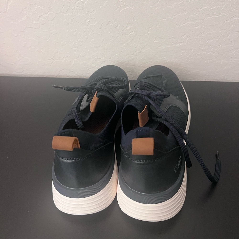 Izod Navy Blue Lace-Up Knit Sneakers with White Sole - Picture 5 of 7